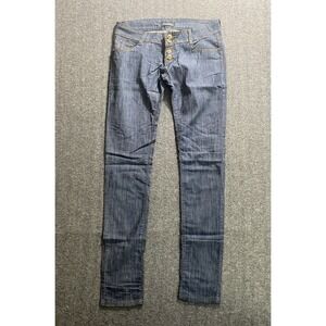 Chuns Fashion Dark Wash Blue Denim Skinny Jeans Size 32 Multi Button Fly Slim